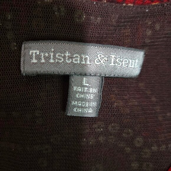 Vintage 90s Y2K Boho Print Sleeveless Mesh Top With Glitter Size L  Brown - Picture 7 of 7